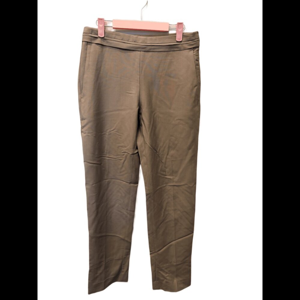 The Row Taupe Straight Leg Trousers Size 8 Slash Pockets Side Zip